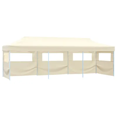 vidaXL Cort de petrecere pliabil cu 5 pereți laterali, crem, 3 x 9 m