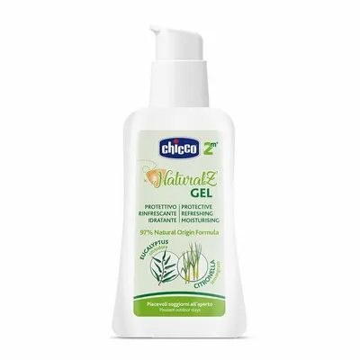 Gel repelant pentru tantari, Chicco, 97% ingrediente naturale, Hidrateaza, caalmeaza si improspateaza pielea sensibila, Testat dermatologic, Fara alcool, 60 ml, 2 luni+