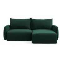 Colțar verde închis extensibil/cu spațiu de depozitare cu tapițerie din catifea (cu colț pe partea dreaptă/cu șezlong) Kalena – Makamii