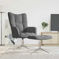 vidaXL Scaun de relaxare cu taburet, gri închis, catifea
