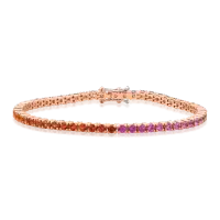 Bratara tennis din aur roz cu safire multicolore de 5.15ct