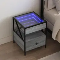Gossi noptiera cu led infinity, gri sonoma, 40x40x51 cm