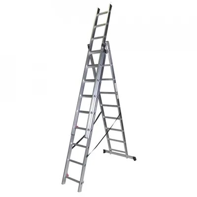 Scara tripla din aluminiu 9 trepte, 2.53 m aluminiu Bisonte
