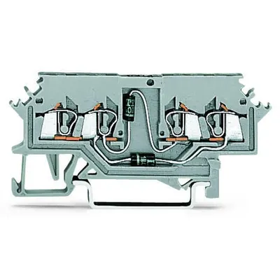 Component terminal block; 4-conductor; for lamp test circuits up to 60 V; with 2 diodes 1N4007; Right-side anode; for DIN-rail 35 x 15 and 35 x 7.5; 1.5 mm²; CAGE CLAMP®; 1,50 mm²; gray