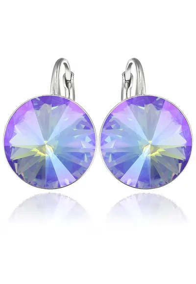 Cercei Argint 925 placat cu rodiu cu cristale Swarovski® Rivoli 14mm - Mov deschis