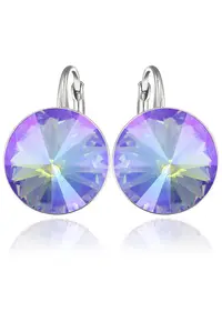 Cercei Argint 925 placat cu rodiu cu cristale Swarovski® Rivoli 14mm - Mov deschis