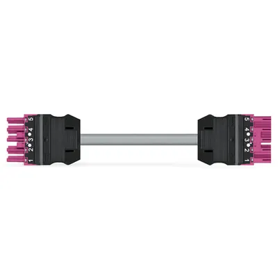 pre-assembled interconnecting cable; Eca; Socket/plug; 5-pole; Cod. B; 4m; 1,50 mm²; pink