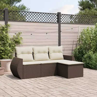 Gossi set canapele de gradina, 4 piese, cu perne, maro poliratan maro