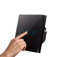 Intrerupator triplu touch Negru Classlights , Sticla Securizata, LED Engros