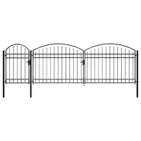 vidaXL Poartă de gard de grădină cu arcadă, negru, 1,75 x 5 m, oțel