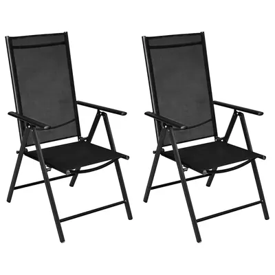 vidaXL Scaune pliante 2 buc. aluminiu și textilenă negru