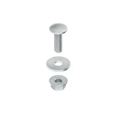 surub cu cap ciuperca, similar cu DIN 603 incl. saiba in forma de corp conform. conform DIN EN ISO 7093-1 si piulita cu flansa dintata FLMU 6X20 F