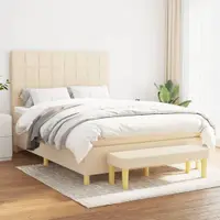 Gossi pat continental cu saltea, crem, 140x200 cm, material textil