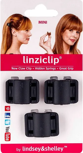 LinziClip Mini Agrafă de păr, catifea neagră, 3 buc