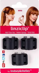 LinziClip Mini Agrafă de păr, catifea neagră, 3 buc