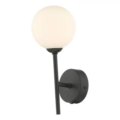 Aplica Cohen 1 Light Wall Light Matt Black With Opal Glass