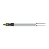 pre-assembled connecting cable; Eca; Socket/open-ended; 2-pole; Cod. B; Control cable 2 x 1.0 mm²; 5 m; 1,00 mm²; light green