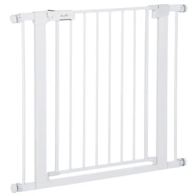 Poarta de siguranta pentru caini PawHut, 75-96cm, alb | Aosom Romania