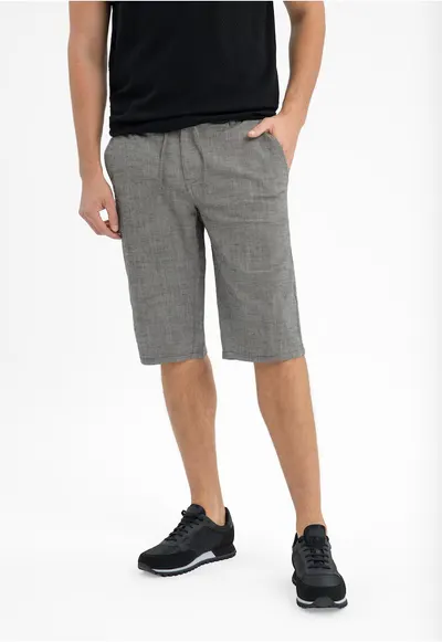 Pantaloni scurti barbati din bumbac - buzunare - Regular Fit - P-Denz - gri - Gri
