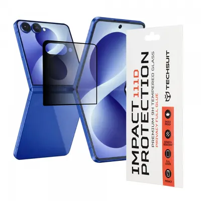 Folie de protectie Ecran Exterior Privacy Techsuit pentru Samsung Galaxy Z Flip8 F776, Sticla Securizata, Full Glue, 111D