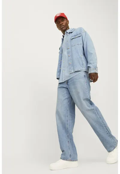 Blugi relaxed fit cu buzunare - Albastru deschis