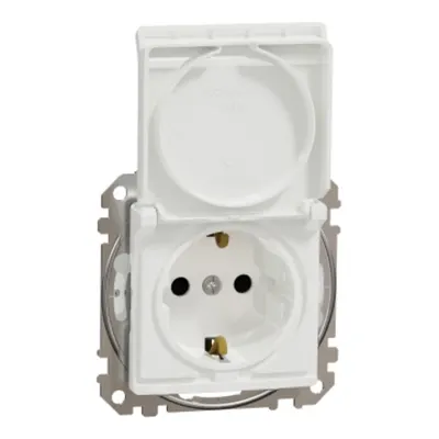 Sedna Design, Priza 2P+E cu obturatoare si capac, IP44, alb