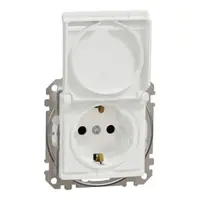 Sedna Design, Priza 2P+E cu obturatoare si capac, IP44, alb