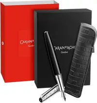 Set pix Caran d'Ache Leman - Damier, M, cu husă din piele