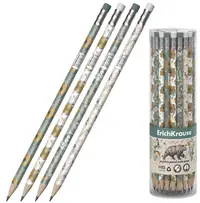 Creion grafit cu radieră Erich Krause Natural Life - HB, sortiment