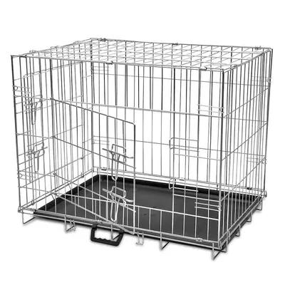 vidaXL Cușcă pentru câini pliabilă, metal, M