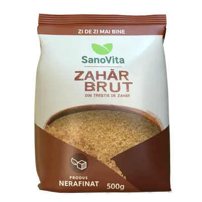 Zahar brut din trestie de zahar, 500g, SanoVita