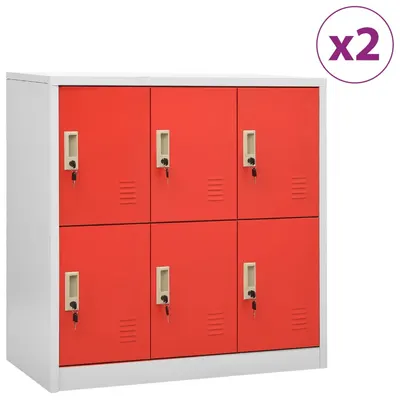 vidaXL Dulapuri vestiar 2 buc. gri deschis și roșu 90x45x92,5 cm oțel
