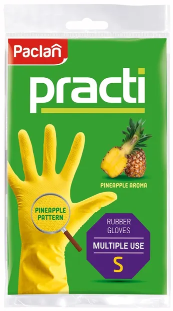 Mănuși parfumate pentru uz casnic Paclan - Practi, mărimea S, 1 pereche, galben