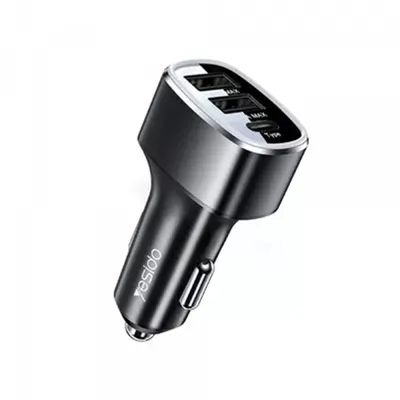 Incarcator Auto Yesido Y47, 49W, 3A, 2 x USB-A - 1 x USB-C, Negru