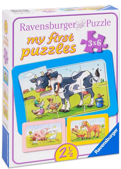 Puzzle Ravensburger din 3 x 6 piese - Prieteni animale