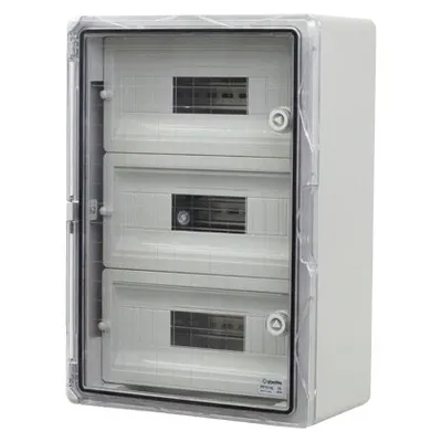 Cutie modulara din ABS gri PP3116, usa transparenta, 3 x 15 module, 350x500x190 mm, IP65