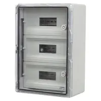 Cutie modulara din ABS gri PP3116, usa transparenta, 3 x 15 module, 350x500x190 mm, IP65