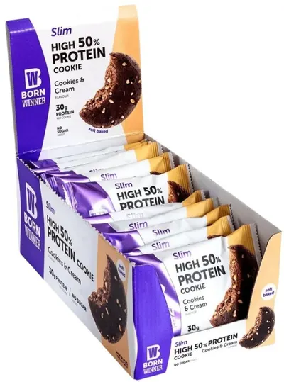 Slim Protein Cookie, fursecuri cu cremă, 12 bucăți, Born Winner