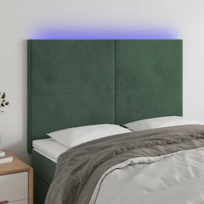 Gossi tablie de pat cu led, verde inchis, 144x5x118/128 cm, catifea