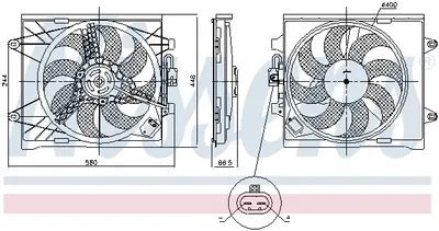 Ventilator radiator (cu carcasa) potrivit FIAT PANDA 0.9-1.3D 02.12