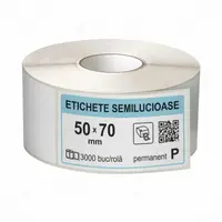 Rola etichete autoadezive semilucioase 50x70 mm, adeziv permanent, 3000 etichete rola