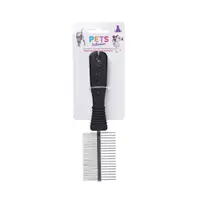 Pieptene dublu pentru câini și pisici, cu dinți din fier, colecția Pets, 19x5 cm, negru