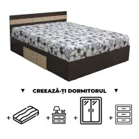 Creeaza-ti Dormitorul ALMA, sonoma inchis + sonoma deschis, de la Pat cu sertar Alma 140x200 cm