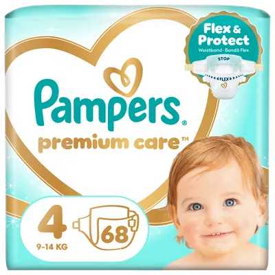 Scutece pentru copii Premium Care Marimea 4 9-14kg, 68 bucati, Pampers