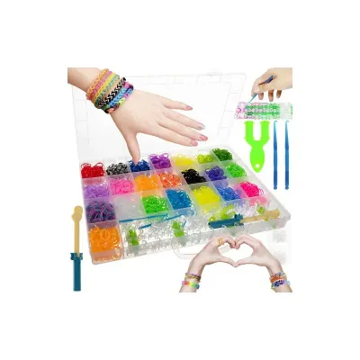 Set creativ accesorii bratari, elemente decorative, 4400 benzi cauciuc, multicolor, 8 ani+