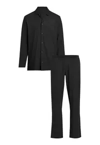 Pijama din amestec de bumbac si modal cu pantaloni lungi - Negru