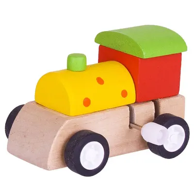 Jucarie din lemn Bigjigs - Locomotiva cu mecanism, sortiment