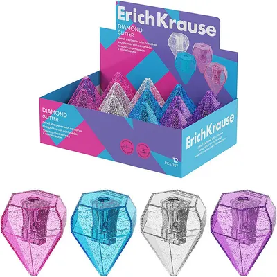 Ascuțitoare Erich Krause - Diamond Glitter, cu recipient, sortiment