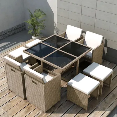 Gossi set mobilier de exterior cu perne, 9 piese, bej, poliratan