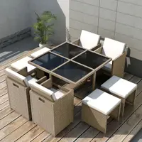 Gossi set mobilier de exterior cu perne, 9 piese, bej, poliratan